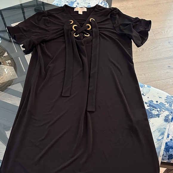 Michael Kors Dresses & Skirts - Michael Kors Black Mini Dress with Gold Eyelets